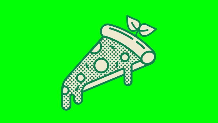Animated Pizza Slice on Green Screen Tasty Fast Food Animation for Video Editing and Advertising