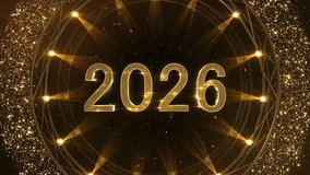 Happy New Year 2026 Sparkling written gold glitter particles spark Exploding Fireworks Display. Greeting card, Celebration, Party Invitation, calendar, Gift, Events, Message, Holiday, Wishes Festival - Powered by Shutterstock - Get 15% off with code: PIKWIZARD15