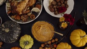 Holiday chicken dinner beautifully plated with cozy Thanksgiving atmosphere. - Powered by Shutterstock - Get 15% off with code: PIKWIZARD15