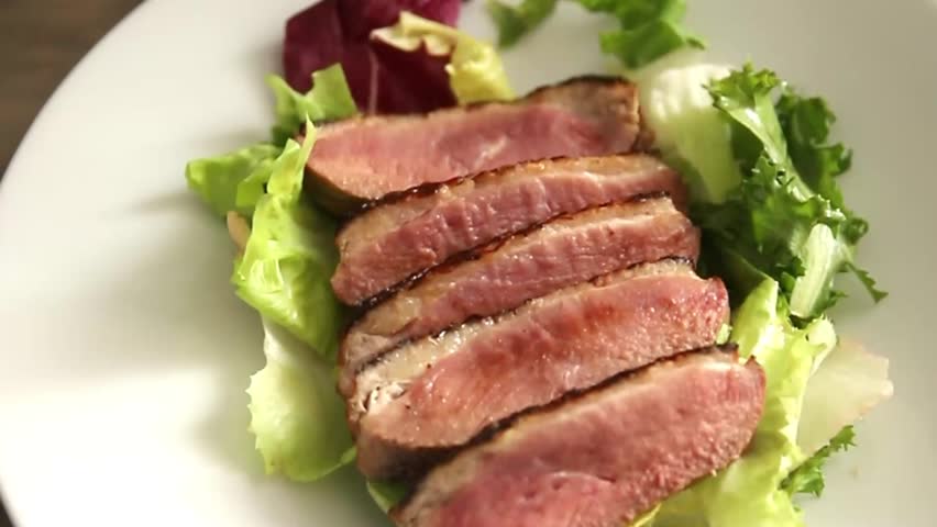 Duck breast roast poultry fresh natural tasty snack gourmet food background on the table rustic top view copy space