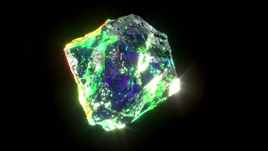 Crystal gem diamond on black bg rotate endless 4k. 3D Illustration