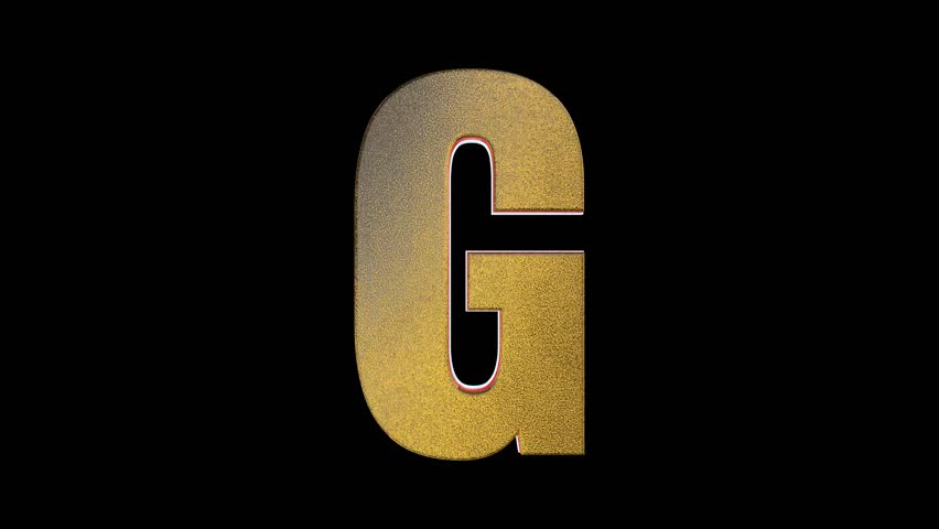Elegant golden 3D letter G spinning smoothly on a dark background perfect for typography projects and logo animation.