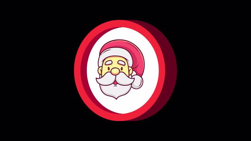 Christmas Santa Badge – 3D festive animation featuring a joyful Santa Claus icon. Perfect for holiday intros, greetings, and Christmas promo visuals. Transparent background, 6-sec animation.