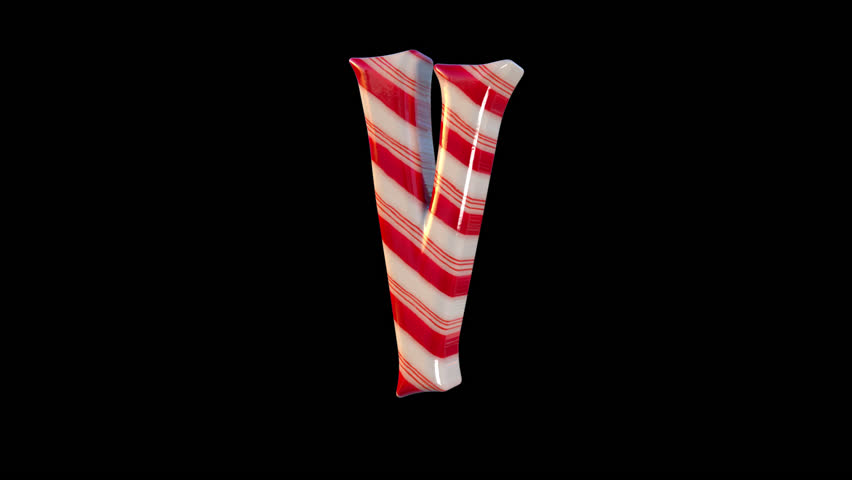 Christmas Candy Cane Letter V Loop