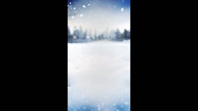 Vertical video of winter snowy landscape with trees covered in snow. Snowflakes falling in endless seamless loop. - Powered by Shutterstock - Get 15% off with code: PIKWIZARD15