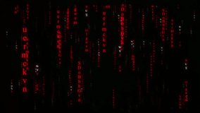 Falling red alphabet code streams forming a glowing cyber data motion background, perfect for technology and futuristic video themes. - Powered by Shutterstock - Get 15% off with code: PIKWIZARD15