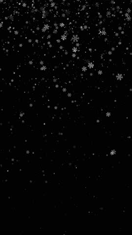 Vertical winter animation with isolated snow, seamless snowing loop, transparent background (ProRes with alpha channel).