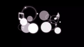 Animated pink circles and musical notes dance on a black screen. Perfect for music, rhythm, or abstract visual themes - Powered by Shutterstock - Get 15% off with code: PIKWIZARD15