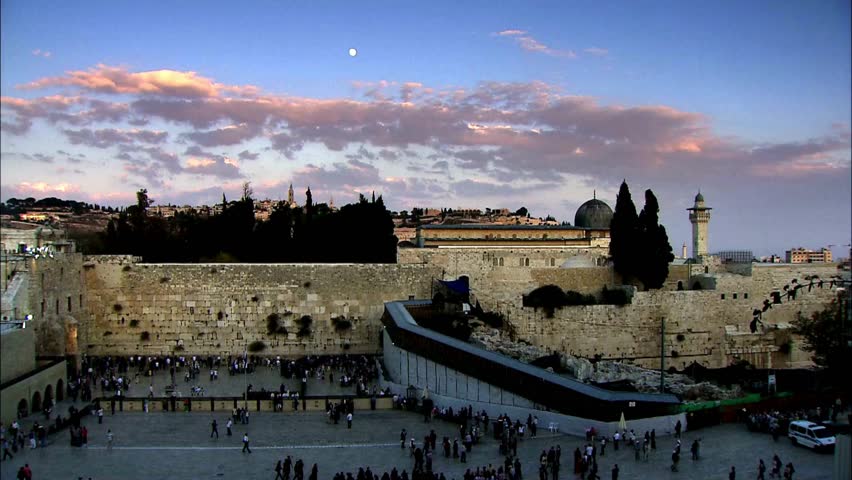 temple mount dome of the rock, concept palestine and israel dispute land War in Israel and Gaza. Western Wall and gold Dome of the Rock in old city
