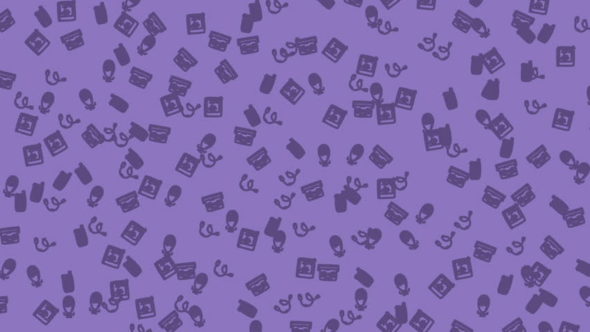 animated technology icon seamless pattern Purple background with repetitive icons like houses and people. Suitable for real estate or communityrelated designs. Great for presentations.
