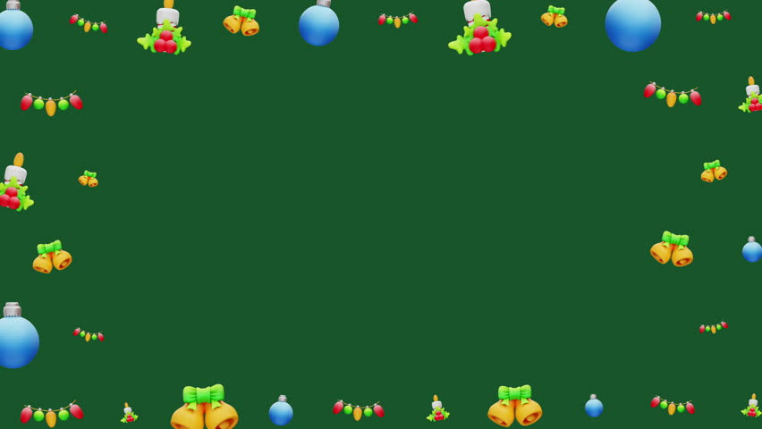 Christmas festive border frame bells lights holly ornaments holiday seamless background