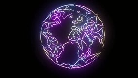 Futuristic neon animation of a glowing digital globe with connected network lines, symbolizing global communication, blockchain connectivity, and digital technology. The vibrant blue, purple, and yell - Powered by Shutterstock - Get 15% off with code: PIKWIZARD15