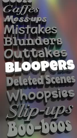 Bloopers Outtakes Blunders Mistakes Movie Deleted Scenes Words Vertical 4K 3d Animation