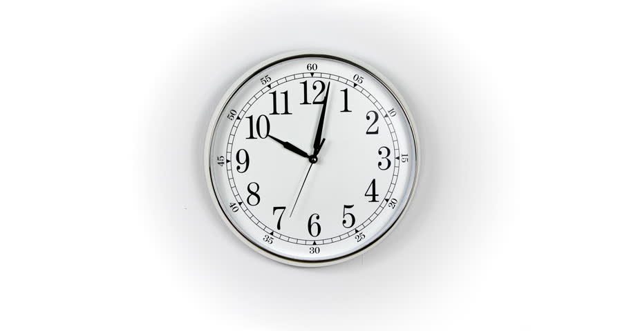 Round Wall Clock time lapse. Clock Counting Down 24 Hour Day Fast Speed. Clock with moving arrows. Clock time lapse UHD 4K. 12h loop. Chrome Frame, Black pointer second pointer. Time running fast