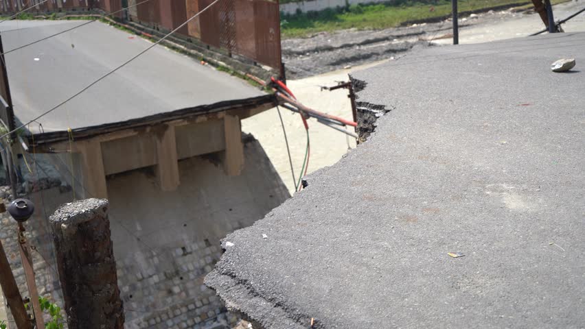Bridge collapse caused by river flood in Dehradun India