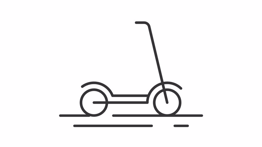 Animated shaking kick scooter line icon. Electric ride animation. Moving road. Human powered vehicle. Urban mobility. Outline element on white background. HD video with alpha channel - Powered by Shutterstock - Get 15% off with code: PIKWIZARD15