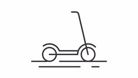 Animated shaking kick scooter line icon. Electric ride animation. Moving road. Human powered vehicle. Urban mobility. Outline element on white background. HD video with alpha channel - Powered by Shutterstock - Get 15% off with code: PIKWIZARD15