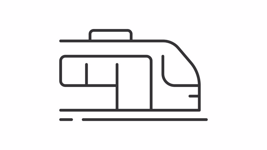 Animated train line icon. Railway service animation. Shaking transport, moving rail. Public transportation. High speed. Outline element on white background. HD video with alpha channel