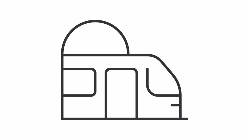 Train subway line animation. City railway animated icon. Urban transit, travelling transport. Moving train. Rail travel. Outline element on white background. HD video with alpha channel
