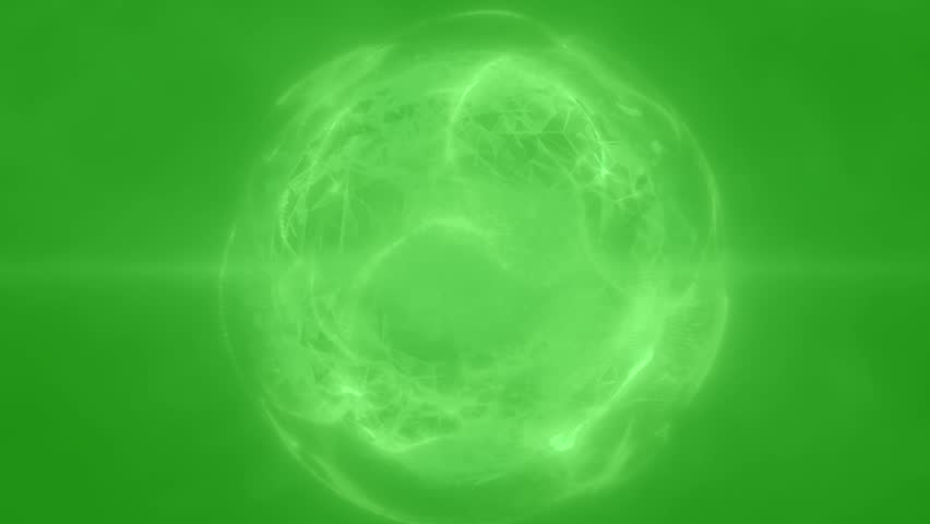 green screen footage of shimmering glowing energy orb for compositing.