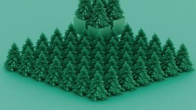 A vibrant green forest scene featuring stylized trees and geometric shapes dynamic abstract waves moving - Powered by Shutterstock - Get 15% off with code: PIKWIZARD15