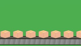 Cardboard boxes animation on conveyor belt with green screen background. Industrial production concept. Seamless motion. - Powered by Shutterstock - Get 15% off with code: PIKWIZARD15