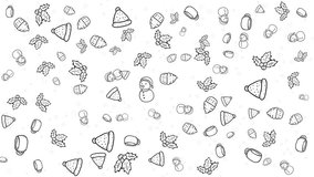 Doodle christmas pattern on 4k animated. Looping animation featured lineal icon of snowman, christmas hat, leaf wreath and other. Winter holiday background or video presentation - Powered by Shutterstock - Get 15% off with code: PIKWIZARD15