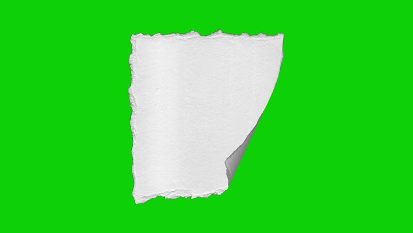 a white paper sheet fluttering under gentle wind influence on green screen, gradually lifting off and drifting away smoothly to the left, animated chromakey background motion cartoonish elements