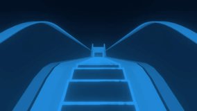 First-person view Moving Downward on an Escalator in Virtual reality, Holographic, Perfect for futuristic user interfaces, AI transportation visuals, or smart infrastructure presentations. - Powered by Shutterstock - Get 15% off with code: PIKWIZARD15