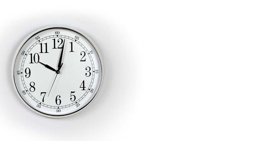 Round Wall Clock time lapse. Clock Counting Down 24 Hour Day Fast Speed. Clock with moving arrows. Clock time lapse UHD 4K. 12h loop. Chrome Frame, Black pointer second pointer. Time running fast