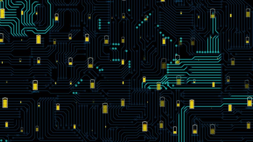 Battery to electric cars and mobile devices with clean electricity, Technology battery high power electric energy, Green renewable energy battery storage future, Technology digital background 4k