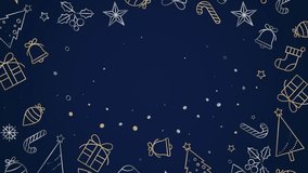 Celebratory holiday icons animation over dark backdrop for joyful greetings with snowfall effect motion graphics footage clip - Powered by Shutterstock - Get 15% off with code: PIKWIZARD15