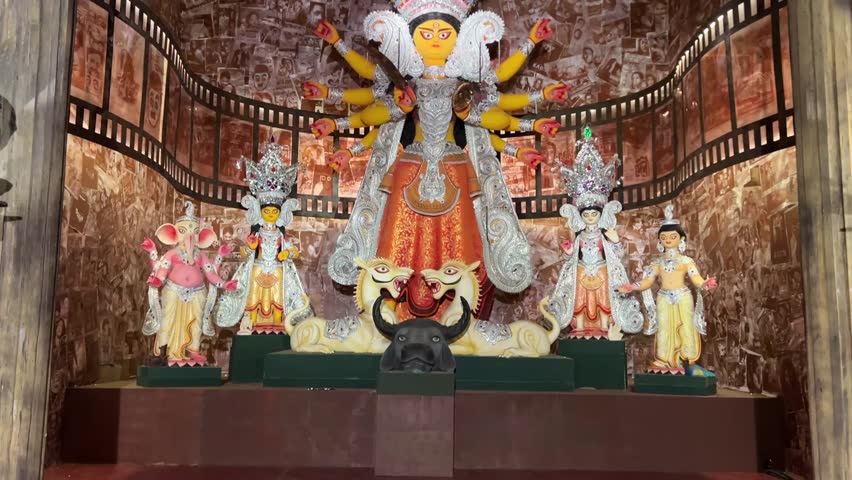 Beautiful Daker saj Durga puja pandal in Kolkata, India