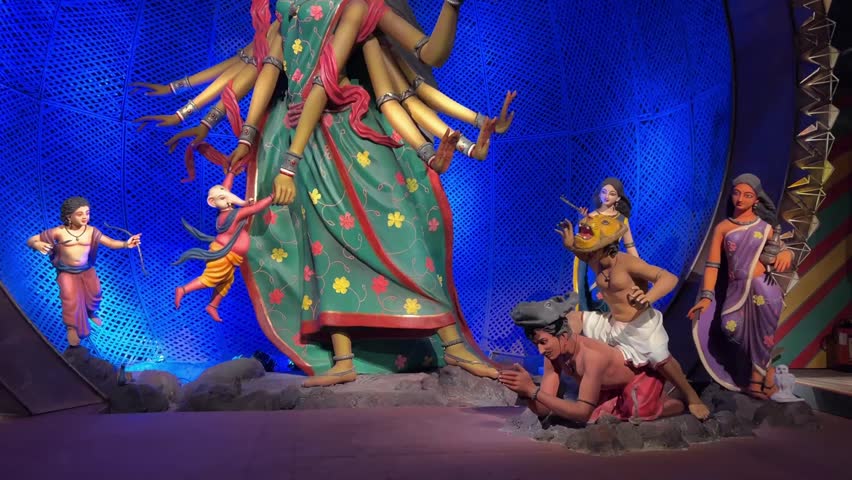 Dancing themed Durga puja pandal in Kolkata, India
