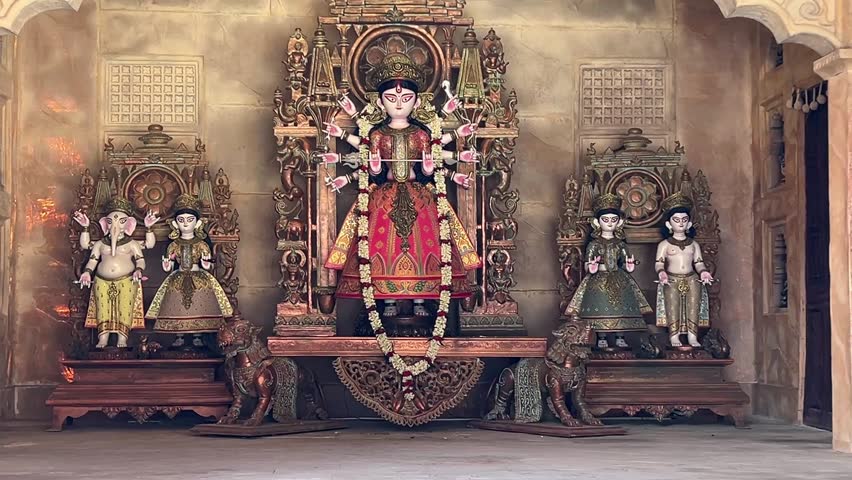 Rajasthani themed Durga puja pandal in Kolkata, India.