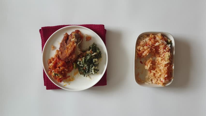 Close Up of Chicken and Rice with Creamy Spinach and Carrot Salad	