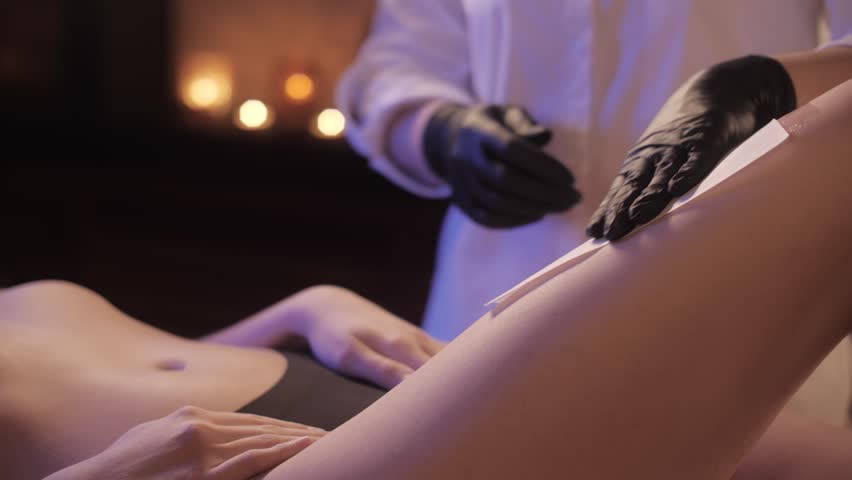 depilation master removes hair from the leg