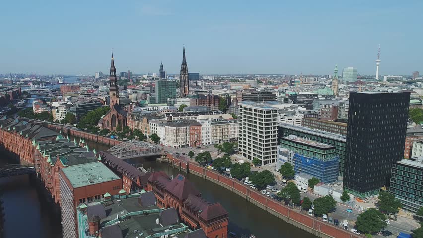 Aerial view of Speicherstadt