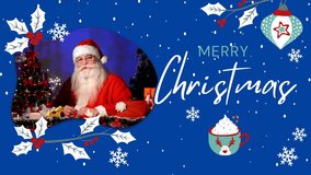 Animation of snowflakes over merry christmas text banner against White spots of light. Christmas festivity and new years celebration concept - Powered by Shutterstock - Get 15% off with code: PIKWIZARD15