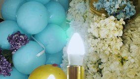 A stunning opening shot reveals a vibrant "Happy Birthday" neon sign glowing against a lush, floral backdrop. This trendy decor sets a festive and modern tone for a celebratory video or event. - Powered by Shutterstock - Get 15% off with code: PIKWIZARD15