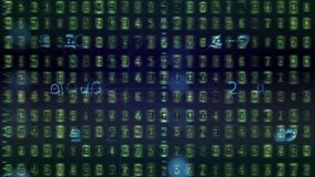 Futuristic Digital Number Matrix Glowing Binary Codes. A high tech scene featuring illuminated numbers scattered across a digital matrix, evoking data streams, encryption, and cyberspace. - Powered by Shutterstock - Get 15% off with code: PIKWIZARD15