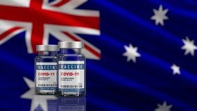 vaccine covid-19 3D looped animation coronavirus medical treatment with country flag in background HD 4k australia - Powered by Shutterstock - Get 15% off with code: PIKWIZARD15