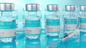 COVID-19 Coronavirus vaccine vials Covid 19 vaccine. visualization Abstract concept 3d rendering loopable seamless animation - Powered by Shutterstock - Get 15% off with code: PIKWIZARD15