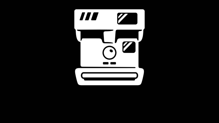 Polaroid camera instant, photo The End, graphic animation. Alpha channel. Transparent background motion design. 4K resolution