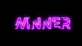 Glowing purple neon “Winner” text appears on black background, bright futuristic 3D animation for gaming, arcade, cyberpunk, victory screens and digital design projects - Powered by Shutterstock - Get 15% off with code: PIKWIZARD15