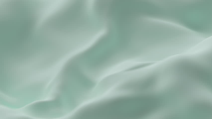 Soft mint green silk fabric gently rippling smooth waves creating elegant minimal background texture symbolizing freshness calm relaxation and luxury aesthetic ideal for design, video. 3D Illustration