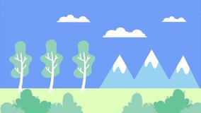 Minimalist landscape with trees mountains and a single cloud nature - Powered by Shutterstock - Get 15% off with code: PIKWIZARD15