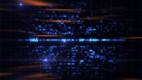 Abstract futuristic animation of a glowing data grid with blue digital codes and orange light streaks. - Powered by Shutterstock - Get 15% off with code: PIKWIZARD15