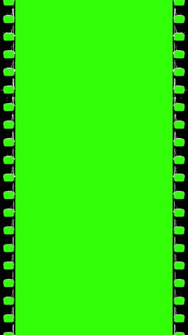 Vintage looping film strip with scratched edges on green background. Vertical video overlay. Loop