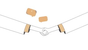 Handshake with chat bubble icons, business communication agreement, digital social network cartoon animation for teamwork - Powered by Shutterstock - Get 15% off with code: PIKWIZARD15